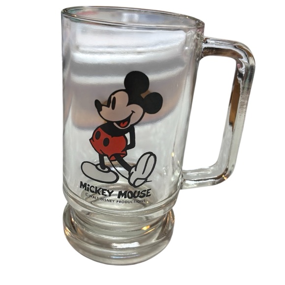 Vintage Disney Mickey Mouse Glass Mug - Picture 1 of 5